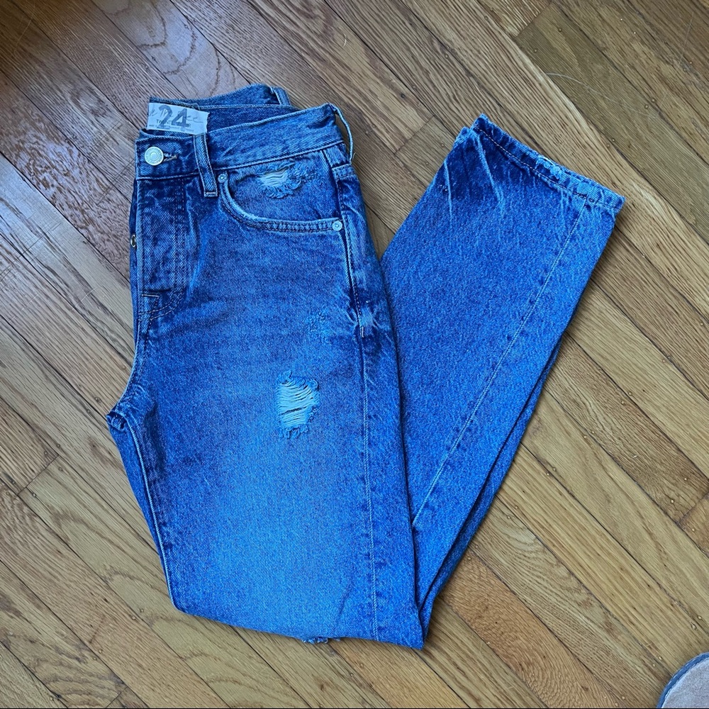 We The Free distressed straight leg jeans, size 24